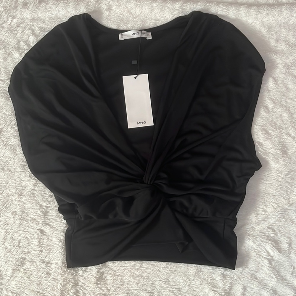 Mango Short Sleeve Knot Tied Top